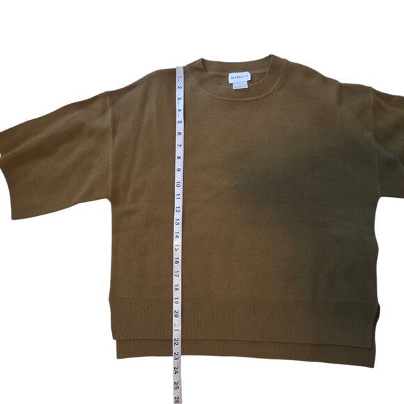 Marella Wool Short Sleeve Sweater Olive Green sz S Crewneck Loose-fit Boxy - Picture 6 of 12